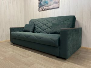 Диван Престиж-15 НПБ+МДФ, велюр Sensey bottle green в Пласте - plast.magazin-mebel74.ru | фото