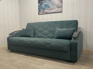 Диван Престиж-16 НПБ+МДФ, велюр Sensey bottle green в Пласте - plast.magazin-mebel74.ru | фото