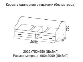 Кровать одинарная с ящиками (Без матраца 0,9*2,0) в Пласте - plast.magazin-mebel74.ru | фото