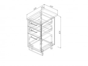 Н3Я 40 Модуль нижний Без Столешницы 3 ящика МН3Я 40 в Пласте - plast.magazin-mebel74.ru | фото