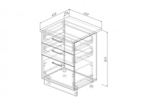 Н3Я 60 Модуль нижний Без Столешницы 3 ящика МН3Я 60 в Пласте - plast.magazin-mebel74.ru | фото