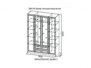 ВМ-06 Шкаф четырехстворчатый в Пласте - plast.magazin-mebel74.ru | фото